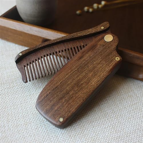 Haarkamm aus Holz, Sandelholzkamm for Bartfalten, Taschenkamm, Haarbürste, Bart- und Schnurrbartbürste for Männer