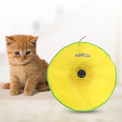 Gelb Katzenspielzeug, 4 Geschwindigkeitsmodi Interaktive Spielzeug mit einem Undercover Ratte, Elektrisches Katzenspielzeug aus hochwertigem Nylontuch