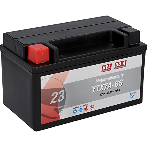 CARTEC Motorradbatterie YTX7A-BS 6Ah 150A Gel Technologie Batterie Erstausrüsterqualität zyklenfest lagerfähig wartungsfrei