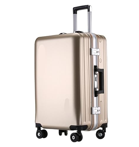 IRYZE Koffer Reisekoffer Koffer, Aluminiumrahmen, USB-wiederaufladbares Gepäck, Hartschalenkoffer Mit Rollen Trolley Boardcase (Color : Gold, Size : 22inch)