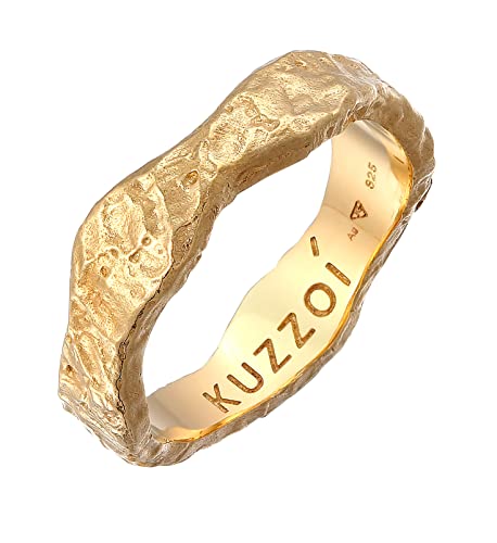 KUZZOI, Ring Herren Bandring Organic Struktur 925 Silber in gold, Schmuck für Herren