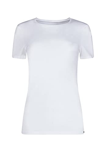 Skiny Damen Shirt - T-Shirt, Baumwolle, Rundhalsausschnitt, Kurzarm, einfarbig Weiß 36
