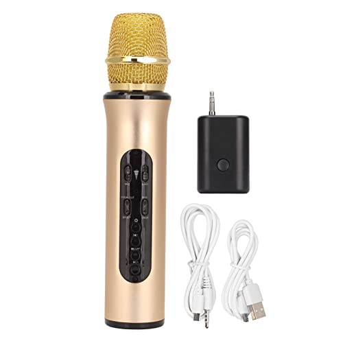 Annadue Kabelloses Bluetooth Karaoke Mikrofon, Tragbare Handheld Karaoke Mikrofon Lautsprecher Maschine, Home Party KTV Player für Alle Smartphones, PC(Gold)