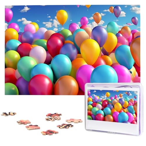 Bunte Luftballons Puzzles 1000 Teile personalisierte Puzzles Fotos Puzzle für Familie Bild Puzzle für Erwachsene Hochzeit Geburtstag (74,9 x 50 cm)