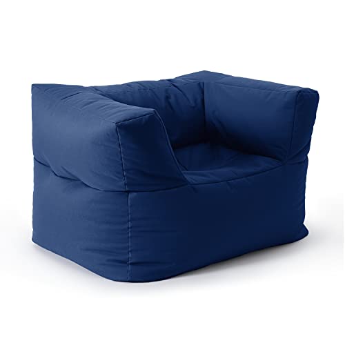 Lumaland Sitzsack-Lounge Modular | Wasserfester Sessel | Indoor & Outdoor Sitz-Garnitur | Waschbare Sitzmöbel für Garten & Innenräume | Einfach erweiterbares & leichtes Sofa 96x72x70 cm [Dunkelblau]
