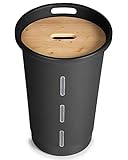 Ondis24 Pelletbehälter Aufbewahrungsbehälter für Pellets mit Deckel aus Holz, praktischem Sichtfenster und Kunststoff, rollbar
