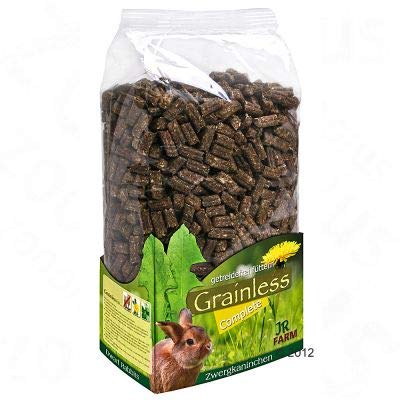 JR Farm Grainless Complete Zwergkaninchen Spezies geeignetes, natürliches Grasgemisch, aromatische Kräuter, leckere Blumen und vitaminreiches Gemüse für Zwergkaninchen Sparpack: 2 x 15 kg