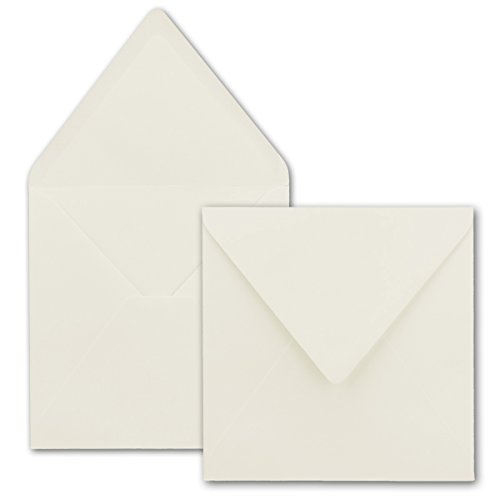 Quadratische Brief-Umschläge ohne Fenster in Naturweiß - 100 Stück - 15,5 x 15,5 cm - Nassklebung - Für Hochzeits-Karten, Einladungskarten und mehr - Serie FarbenFroh®