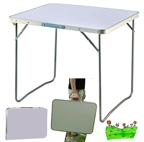 Klappbarer Campingtisch aus Aluminium, leicht, tragbar, für den Innen- und Außenbereich, Picknick, Esstisch, Grilltisch mit Griff (80 cm)