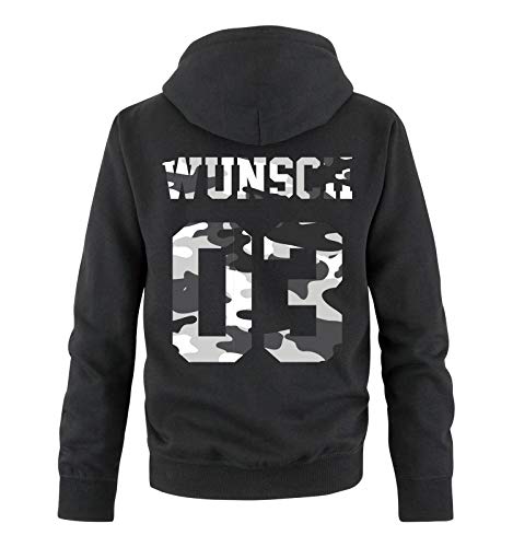 Comedy Shirts - Wunsch - Herren Hoodie - Schwarz/Camouflage II - Gr. M