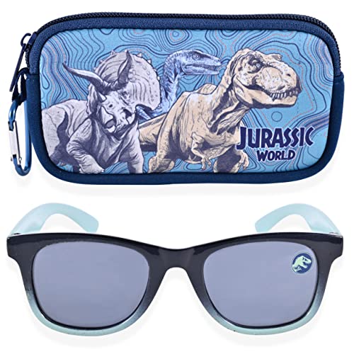 Jurassic World Kinder-Sonnenbrille mit Brillenetui, schützende Sonnenbrille für Kleinkinder, Blau, Small