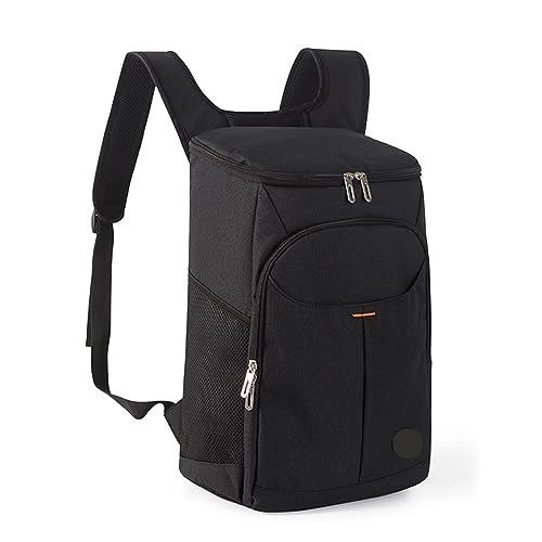 SSWERWEQ Wanderrucksäcke Waterproof Thermal Backpack for Picnic Cooler Bag Outdoor Camping Drink Refrigerator Leakproof Insulated Food Fresh Keeping Bag (Color : Black 37.5x25x15cm)