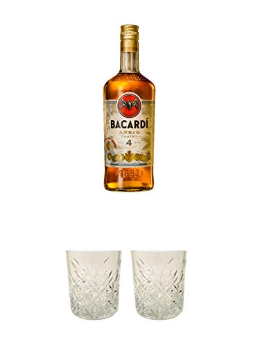 Bacardi Anejo Cuatro Rum Bahamas 0,70 Liter + Rum Glas 1 Stück + Rum Glas 1 Stück