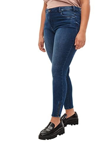 Zizzi Damen Große Größen Cropped Super Slim Fit Jeans Gr 50 Blau