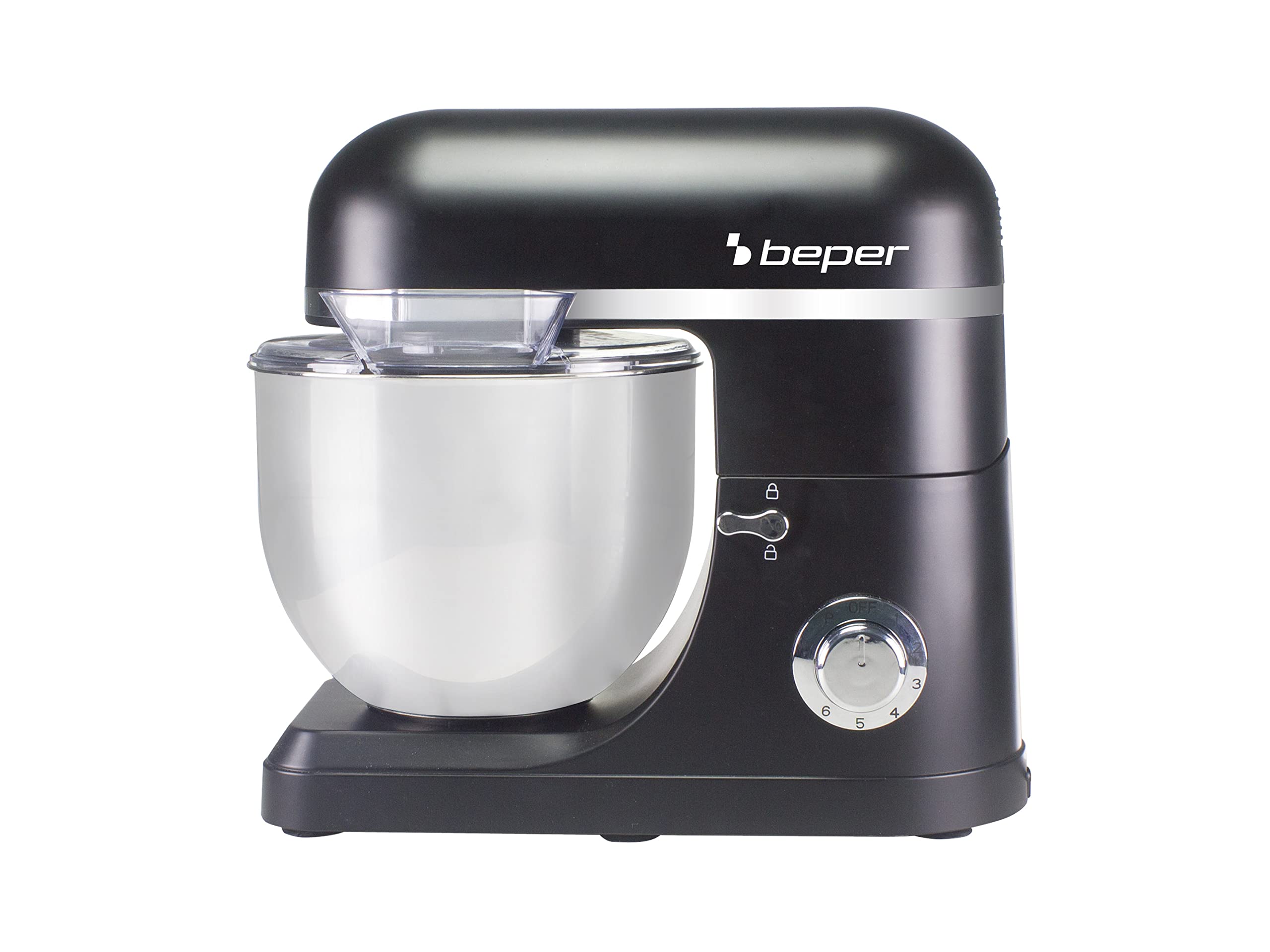 BEPER P102SBA550 Küchenmaschine 7-Liter, Mixer mit 6 Geschwindigkeiten und Impulsfunktion + Zubehör 1500W
