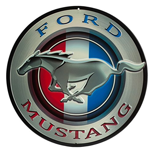Open Road Brands Ford Mustang Rundes geprägtes Metallschild – Vintage Ford Mustang Schild für Garage oder Männerhöhle