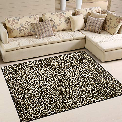 Use7 Abstrakter Teppich mit Leopardenmuster für Wohnzimmer Schlafzimmer, Textil, Mehrfarbig, 160cm x 122cm(5.3 x 4 feet)