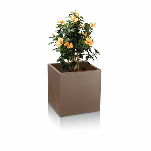 DECORAS Pflanzkübel Kunststoff Blumenkübel - Farbe: Cappuccino matt - robuster, UV-beständiger, wetterfester & frostsicherer Blumentopf für den Garten - TÜV-geprüfte Qualität