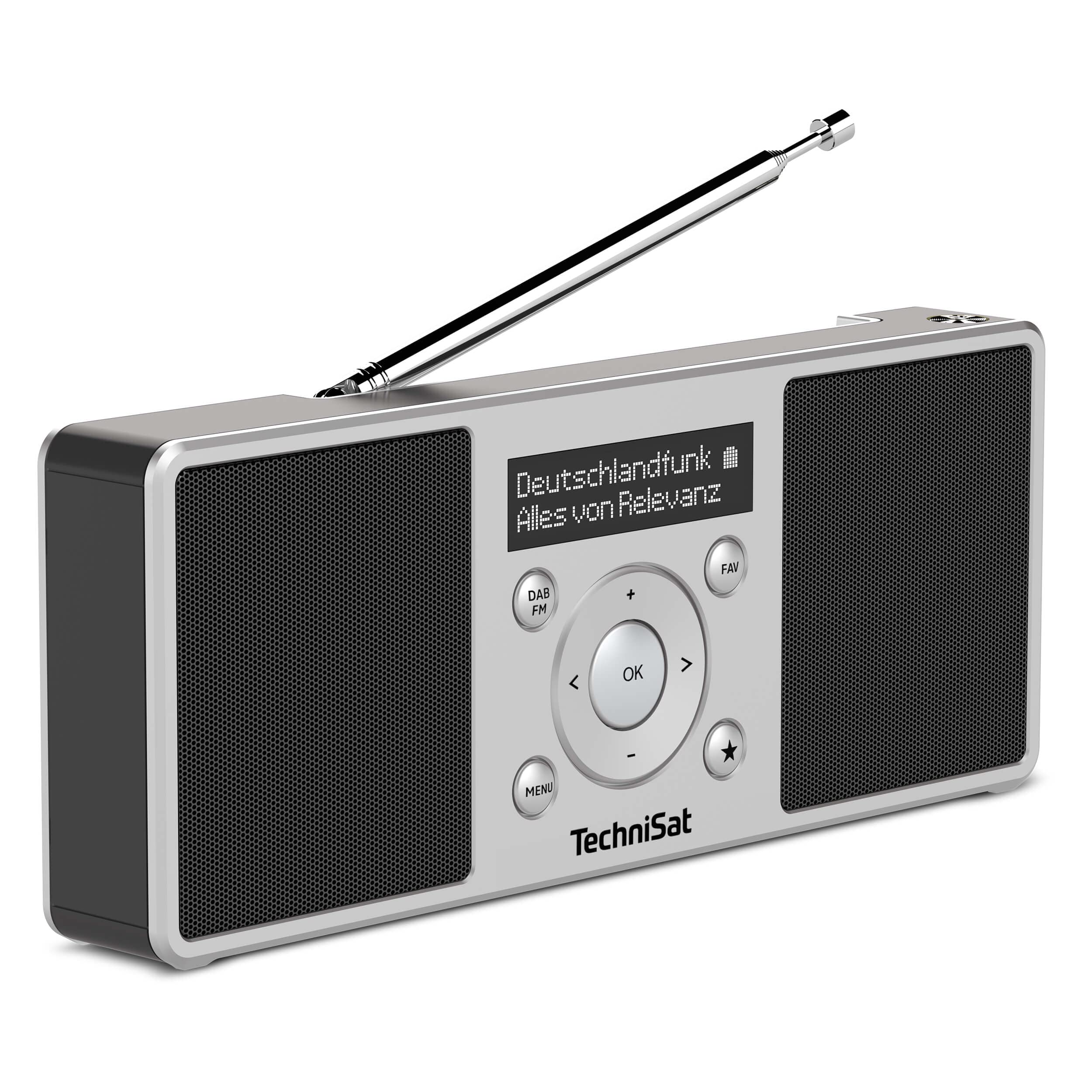 TechniSat DIGITRADIO 1 S - tragbares Stereo DAB Radio mit Akku (DAB+, UKW, FM, Lautsprecher, Kopfhörer-Anschluss, Favoritenspeicher, OLED-Display, 2 W RMS) silber/schwarz