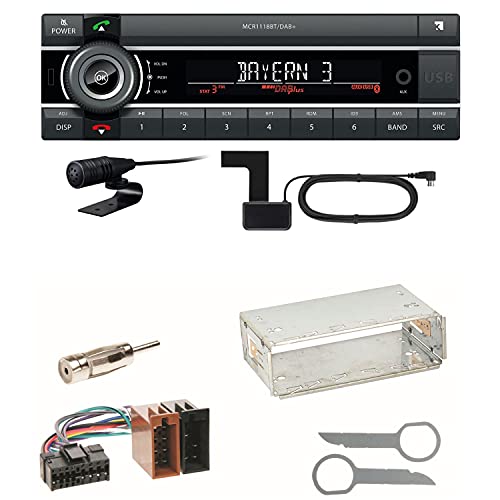 Kienzle MCR 1118 DAB Bluetooth Digitalradio USB MP3 Autoradio DAB+ Einbauset kompatibel mit Mercedes SLK R170 W208 W210