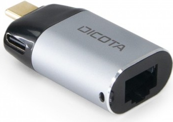 Dicota USB-C to Ethernet Mini Adapter with PD 100W silver - Adapter - Digital/Daten - Netzwerk (D32048)