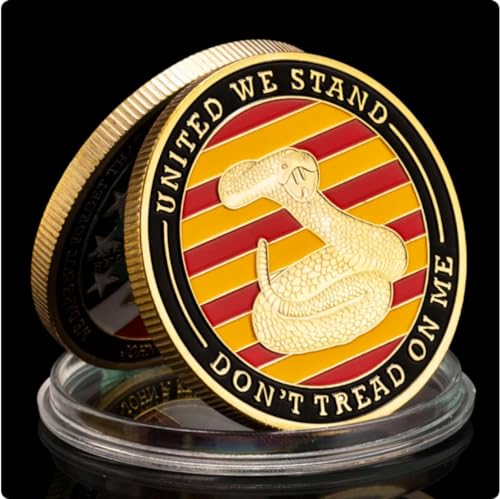ZAMOUX Us-Gadsden-Flaggen-Challenge-Münze Vergoldete Münze United We Stand Liberty Bell-Muster Sammler-Gedenkmünze