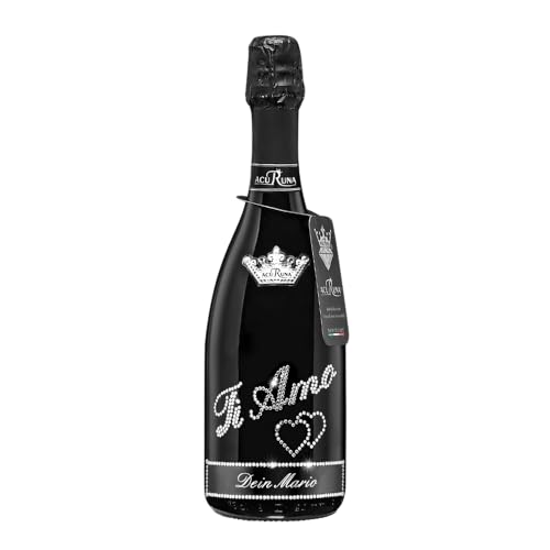 personalisiert Frau Mann Geschenk Geburtstag Liebe Hochzeitstag mit Swarovski Kristallen Prosecco Flasche 0,75 l Motiv TI AMO