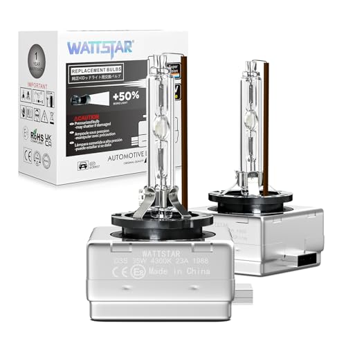 Wattstar D3S 4300K 35W HID Scheinwerferlampe, warmweiße Xenon-Scheinwerferlampen, IP68 wasserdicht, Packung mit 2.…