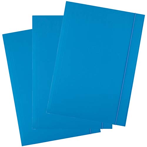 D.RECT 25 Stück Sammelmappe aus Karton | Postmappe mit Gummiband | 300g Blau