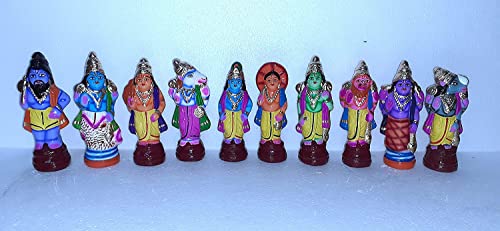 Krisha Krafts Dasaavatharam Set Kleine Golu-Puppen, 15,2 cm Höhe, Golu-Puppe