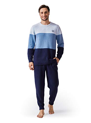 DAVID ARCHY Herren Langärmelige Schlafanzüge/Pyjama, Rundausschnitt, aus Hochwertigem Polyester