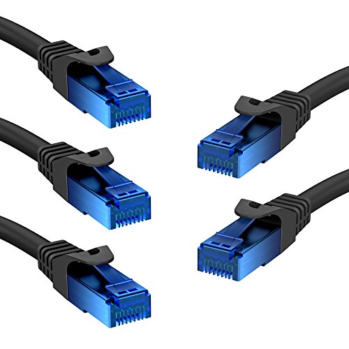 KabelDirekt - 5x 7,5m - Netzwerkkabel, Ethernet, Lan & Patch Kabel (überträgt maximale Glasfaser Geschwindigkeit & ist geeignet für Gigabit Netzwerke, Switches, Router, Modems mit RJ45 Eingang, blau)