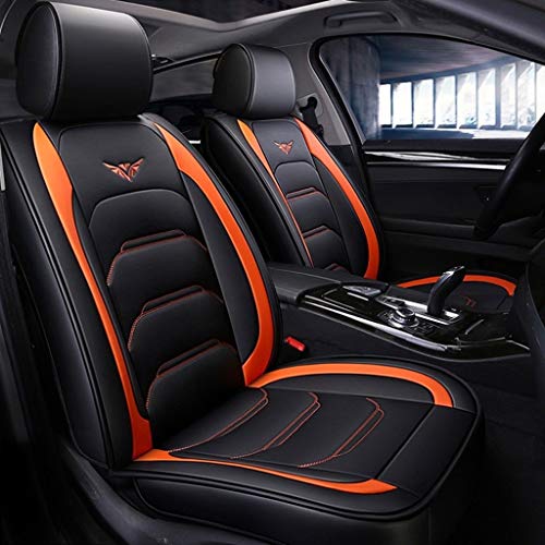 DaPeng Auto Sitzbezüge Set, Vorn und Hinten 5 Polstersitze, Kompletter Satz Universal Leder sitzbezüge für Vier Jahreszeitee (Color : Orange)