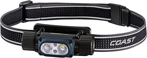 Coast WPH30R 1000 Lumen Waterproof Ultra Bright IP68 USB Rechargeable-Dual Power Headlamp, 5 Modes with Spot and Flood Beams, Blue/Black