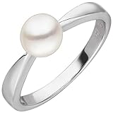 JOBO Damen Ring SWZP 925 Sterling Silber 1 Süßwasser Perle Perlenring Silberring Größe 50