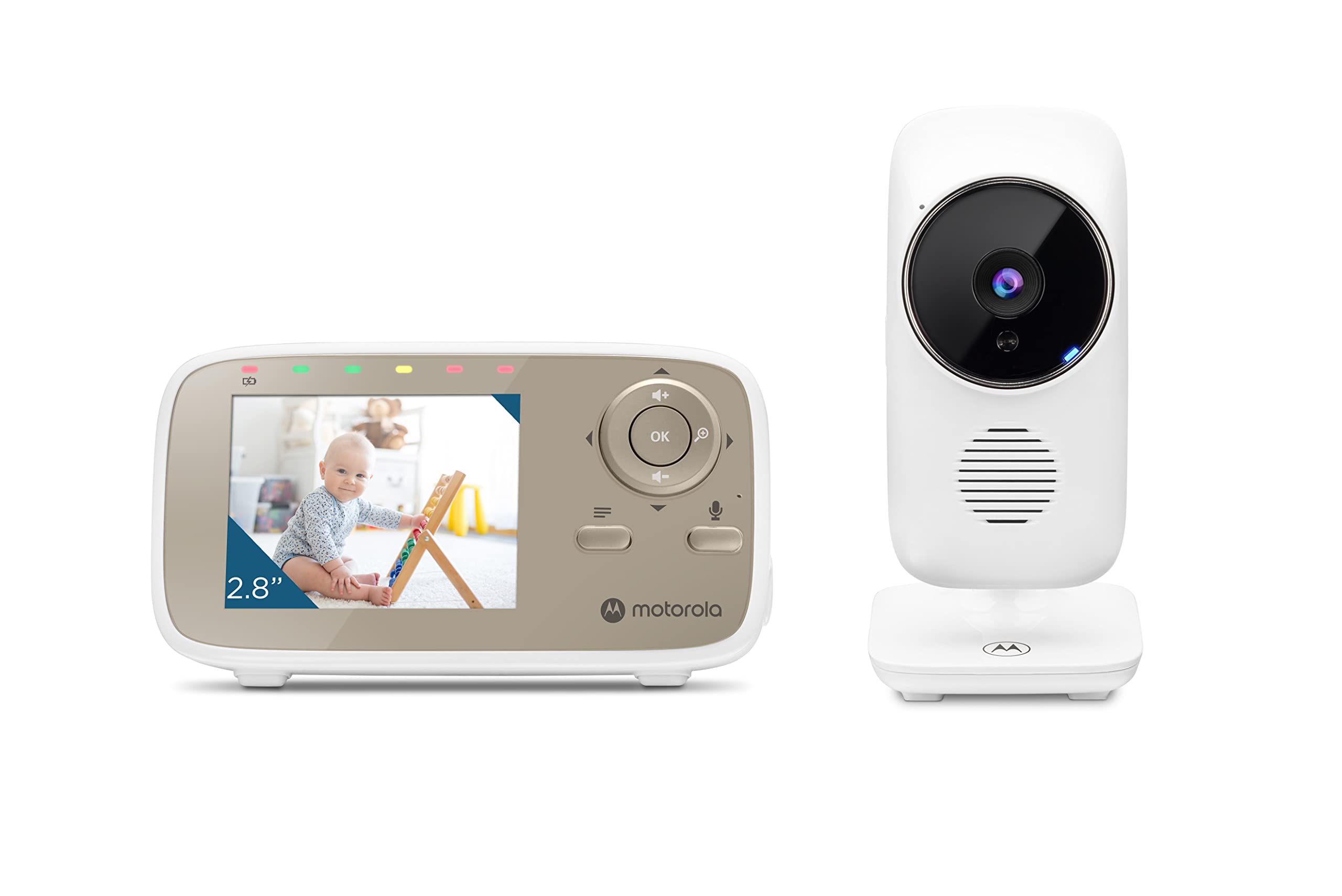 Motorola Nursery VM 483 - Babyphone mit Kamera - VM483-2.8 Zoll-Elterneinheit - Infrarot - Digitaler Zoom - Talk-back-Funktion - Video-Babyphone