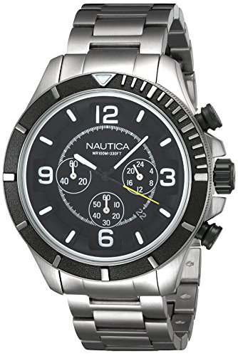 Nautica Herren Chronograph Quarz Uhr mit Edelstahl Armband NAI21506G