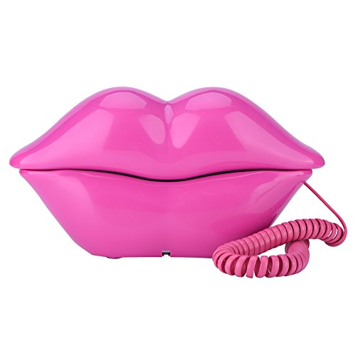 Eboxer Lustiger Rosen-Roter Lippenplastiktelefon-Draht-Festnetz-Telefon-Inneneinrichtung Haus Telefon für Geburtstag,Feiertag,Geschenk usw.