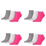 PUMA 12 Paar Sneaker Invisible Socken Gr. 35-49 Unisex für Damen Herren Füßlinge, Farbe:656 - middle grey mélange/pink, Socken & Strümpfe:35-38