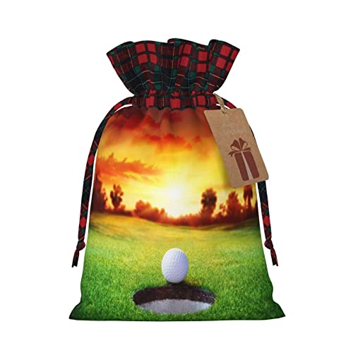 10 Stück Weihnachts-Geschenktüten Sport Golfball Sonnenuntergang Baum Kordelzug Geschenktüten für Weihnachten Weihnachtsgeschenk Geschenkbeutel Urlaub Geburtstag Party