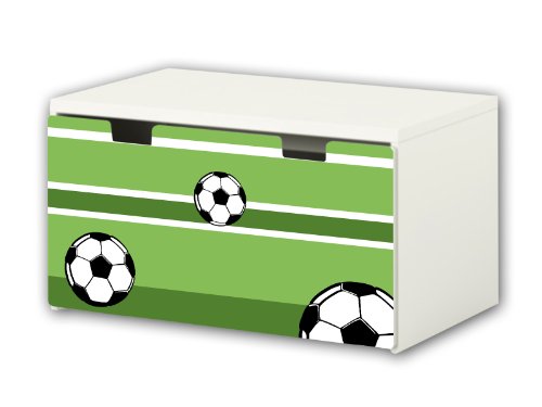 STIKKIPIX kompatibel für die Kinderzimmer Banktruhe STUVA von IKEA (90 x 50 cm) | Fußball Möbelfolie | BT04 | Möbelaufkleber mit Fußball-Motiv | Möbel Nicht Inklusive