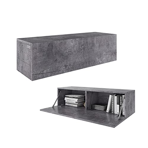 PLATAN ROOM Fernsehschrank TV-Lowboard 105-140-160-210-280 Board Beton-Optik Matt TV-Unterteil Hängend Oder Stehend (Beton (grau), 105 x 30 x 32)