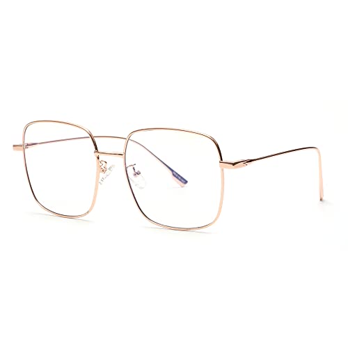 Mode Metall Optische Brillen Rahmen Platz Anti Blaues Licht Computer Gläser Augenschutz Damen Gold