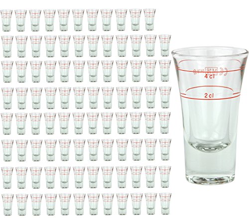 96er Set Schnapsglas DUBLINO mit Eichstrich, 2 cl + 4 cl in Einem, doppelt-geeichtes Spirituosenglas mit Füllstrich, Double Shot Glas, Stamper, hochglänzendes Markenglas, glasklar