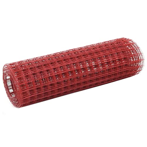 SMTSEC Maschendrahtzaun Stahl mit PVC-Beschichtung 25x0,5m rot