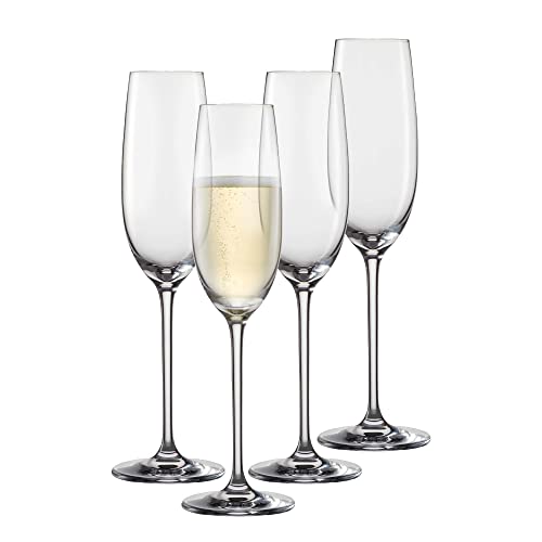 Schott Zwiesel Sektglas Vinos (4er-Set), anmutige Champagner Gläser mit Moussierpunkt, spülmaschinenfeste Tritan-Kristallgläser, Made in Germany (Art.-Nr. 130010)