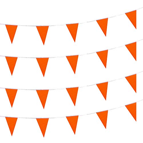 AuTop Solide Wimpel Banner Flaggen Schnur Dreieck Wimpelkette Flaggen, Dekorationen für Grand Eröffnung, Geburtstagsparty, Festival, Feier, 30 m (orange)