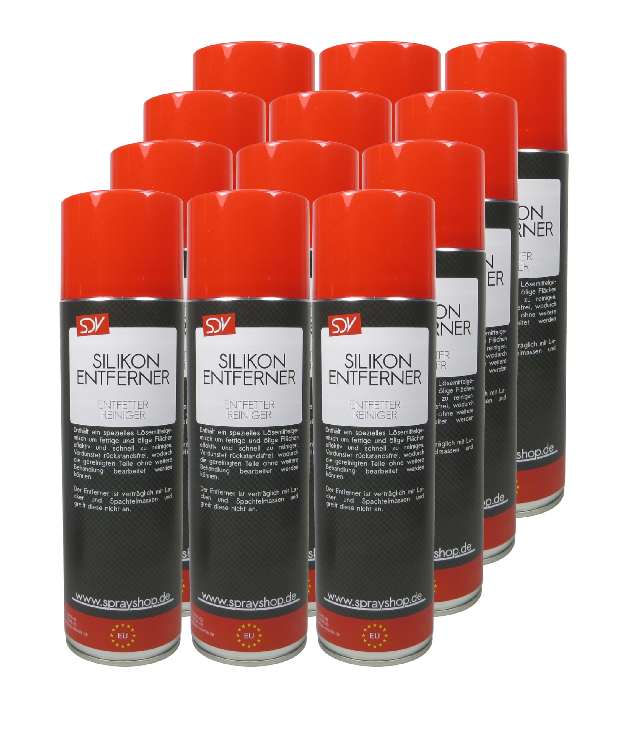 SDV Chemie Silikonentferner Spray 12x 500ml für Autolack Lackierer Siliconentferner Cleaner Entfetter