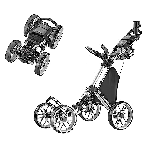 CaddyTek Golfwagen mit 4 Rädern – Caddycruiser One Version 8 1-Click Faltbarer Trolley – leicht, kompakt, leicht zu öffnen, CaddyCruiser ONE Version 8 - Silver, Silber, Einheitsgröße