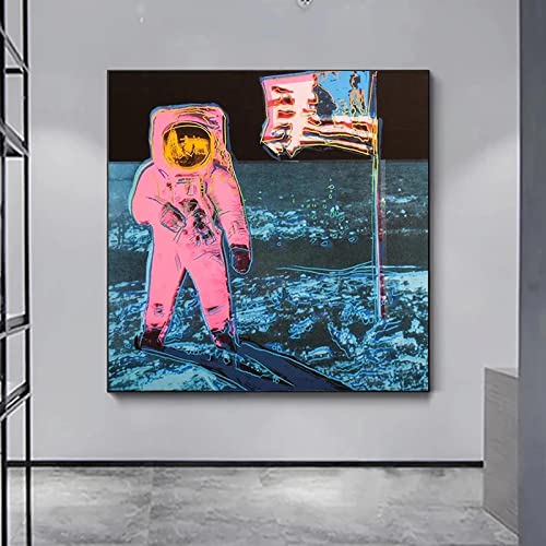 Moonwalk Astronaut Andy Warhol Kunst Leinwand Gemälde Poster und Drucke Wandkunst Bilder für Wohnzimmer Heimdekoration 50x50cm Rahmenlos